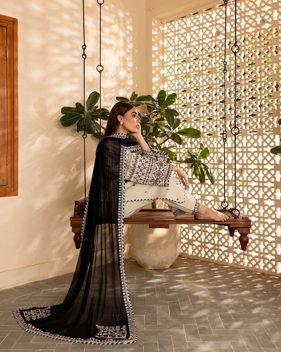 ARFA 3PC EMBROIDERY PURE LAWN